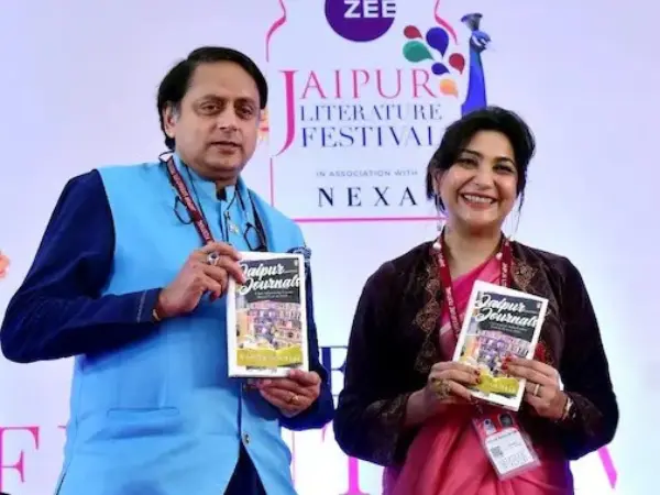 Authors at the Jaipur Literature Festival unveiling their book Jaipur Journals