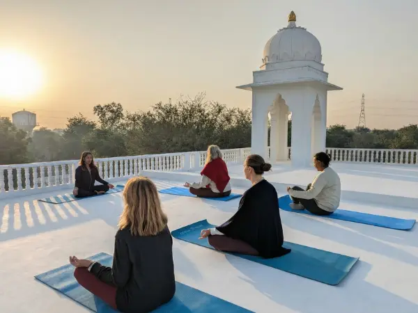 Morning yoga on rooftop
