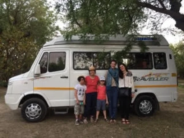 Family outing in Tempo traveller at Savista Retreat pickup, Jaipur.